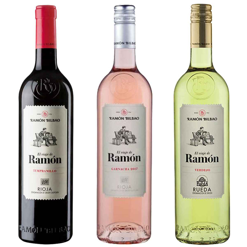 Kit 3x Vinhos Espanhol El Viaje de Ramón Rose, Tintos e Brancos