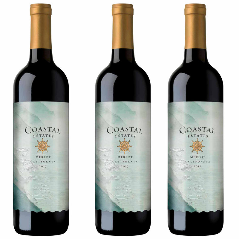 Kit 3x Vinhos Tintos EUA BV Coastal Estates Merlot 2017