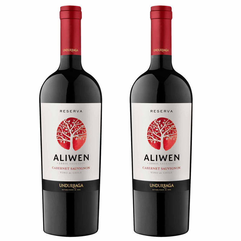 Kit 2x Vinhos Tinto Chileno Undurraga Aliwen Reserva Cabernet Sauvignon 2019