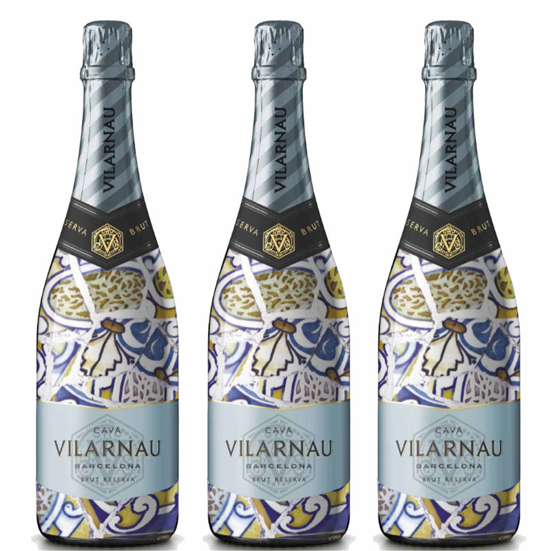 Kit 3x Vinhos Espumante Brancos Brut Cava Vilarnau Cataluña