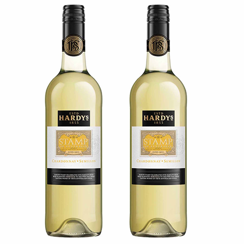 Kit 2x Vinhos Brancos Australiano Hardy's Stamp Chardonnay-Semillion 2017