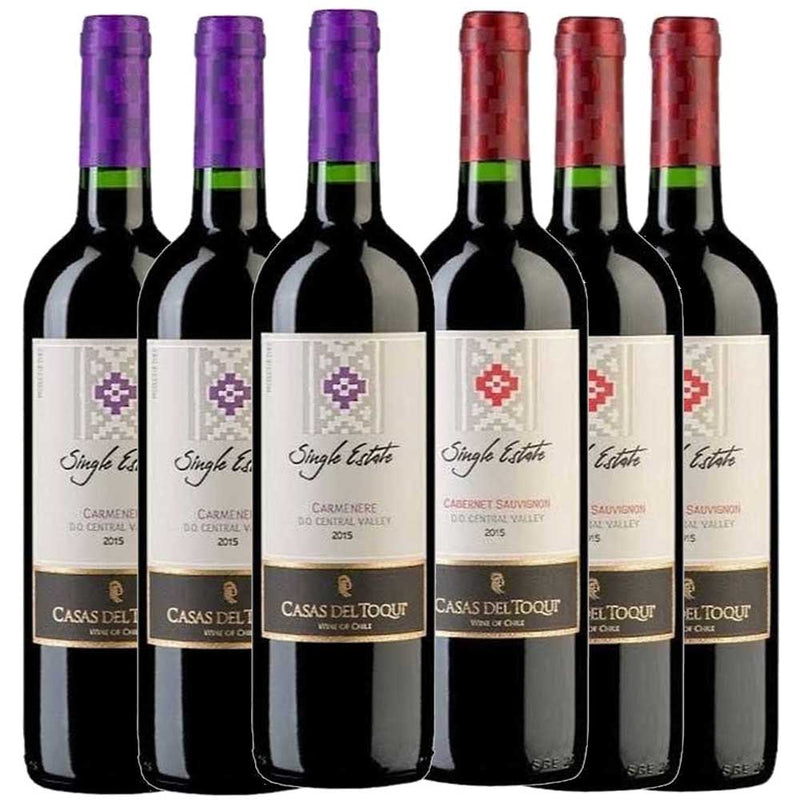 Cj 6 Vinho Tinto Chileno Casas del Toqui Carmenere e Cabernet Sauvignon 2019