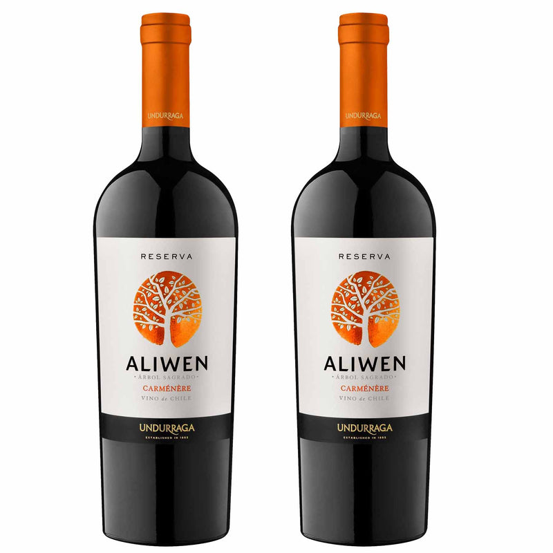 Kit 2x Vinhos Tinto Chileno Undurraga Aliwen Reserva Carmenere 2019