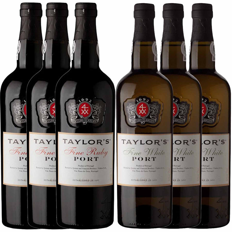 Kit 6x Vinhos do Porto Taylor's White Fine + Ruby 750ml