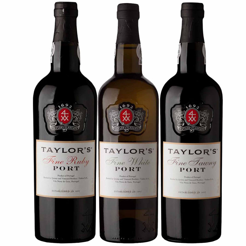 Kit 3x Vinhos do Porto Taylor's White Fine + Tawny + Ruby