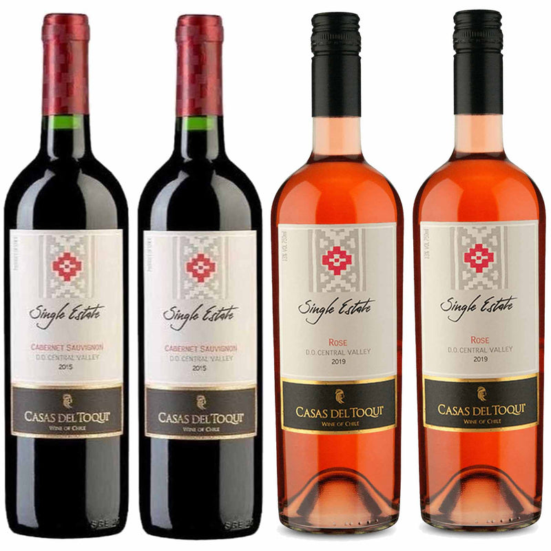 Kit 4 Vinhos Chileno Casas Del Toqui Cabernet Sauvignon/Rosé