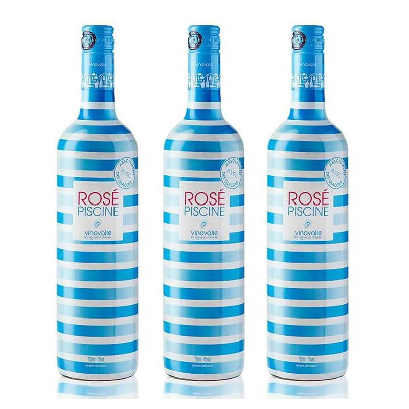 Caixa com 3 Vinhos Rosé Francês Rosé Piscine Stripes 750ml