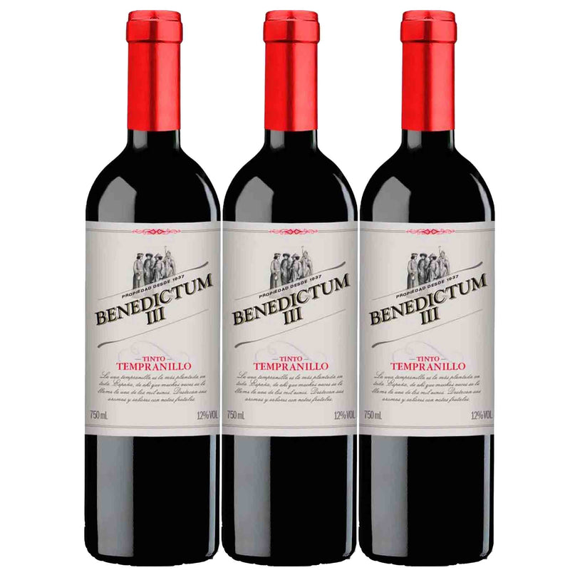 Kit 3x Vinhos Tintos Espanhol Victorium III Tempranillo 2019