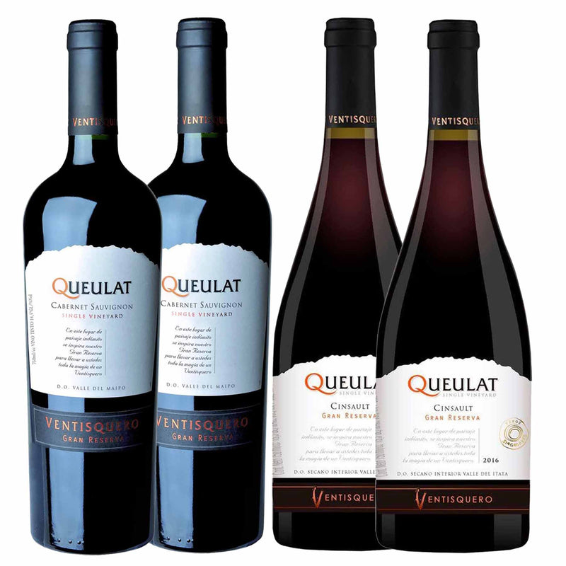 Kit 4x Vinhos Chilenos Tintos Gran Reserva Queulat