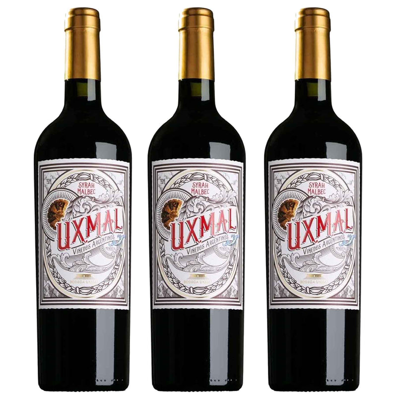 Kit 3x Vinhos Tintos Argentino Uxmal Syrah-Malbec 2019