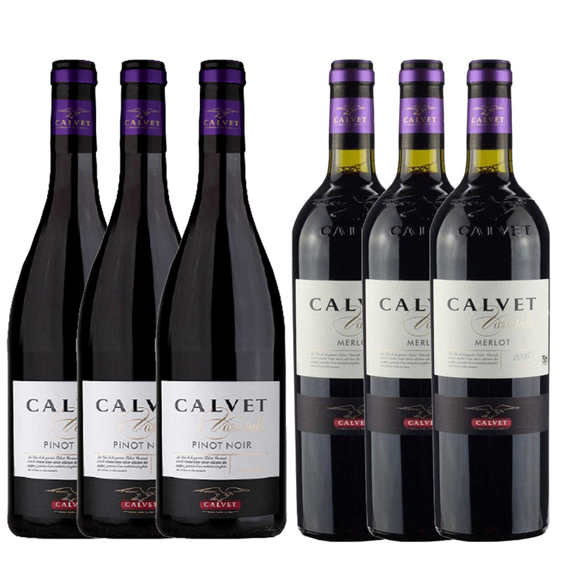 Kit 6x Vinhos Franceses Calvet Varietals Pinot Noir/Merlot