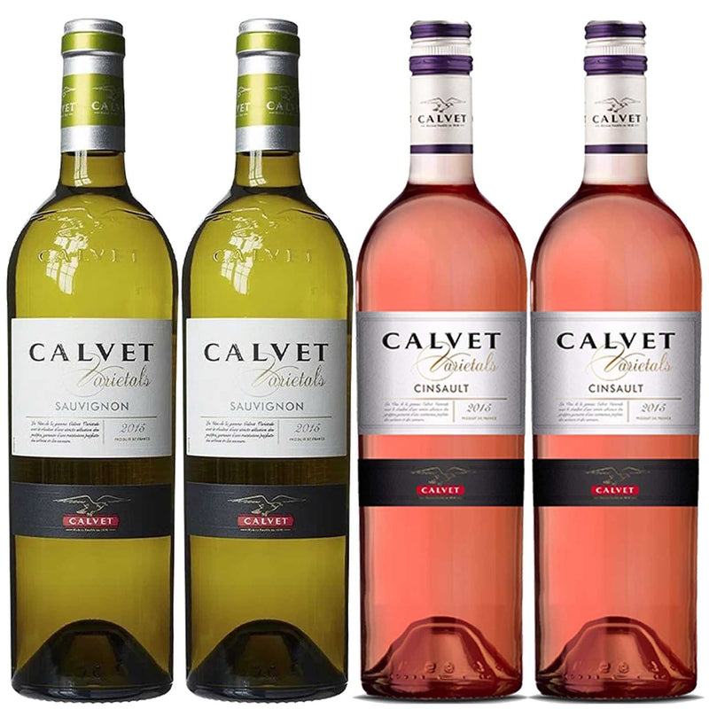 Kit 4x Vinhos Francês Calvet Varietals Cinsault Rosé/Sauvignon Blanc