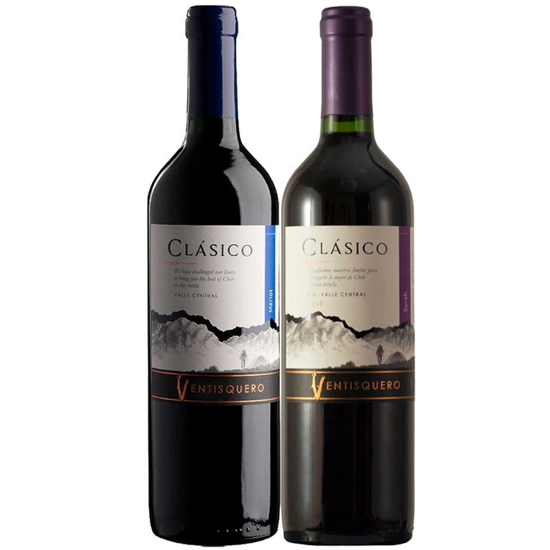 Kit 2x Vinhos Tinto Chileno Ventisquero Classico Merlot/Syrah 2019