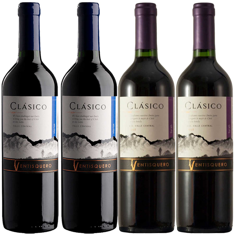 Kit 4x Vinho Tinto Chileno Ventisquero Classico Merlot/Syrah 2019