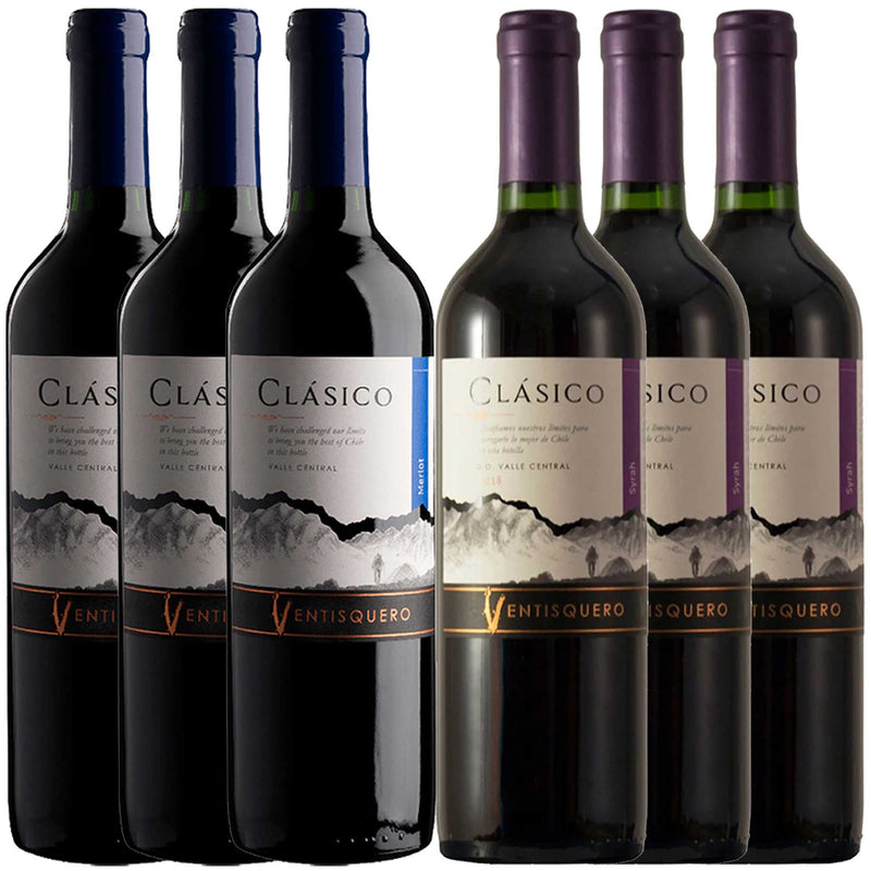 Kit 6x Vinhos Tintos Chileno Ventisquero Classico Merlot/Syrah 2019