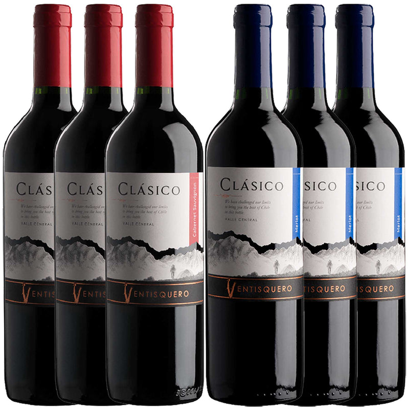 Kit 6x Vinhos Ventisquero Clássico Cabernet Sauvignon/Merlot 2019 750ml