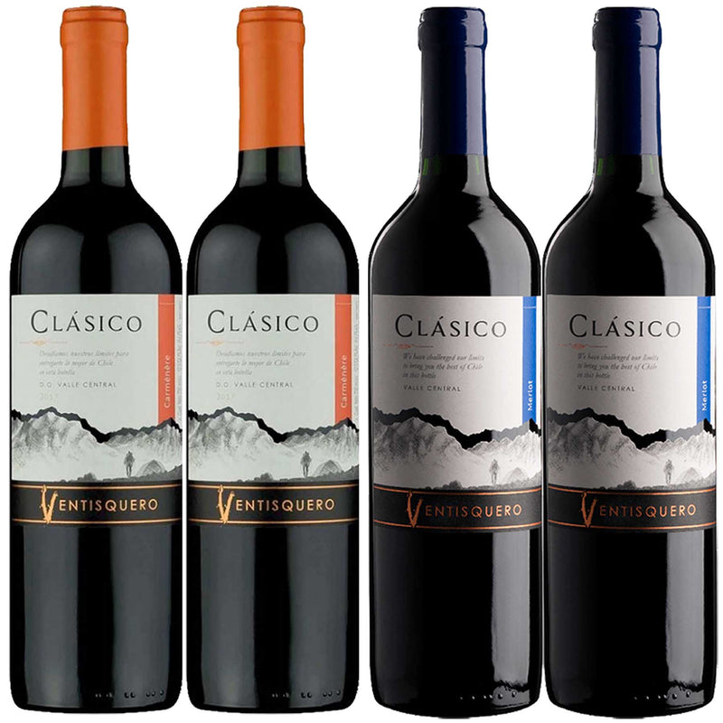 Kit 4x Vinho Tinto Chileno Ventisquero Classico Carmenere/Merlot 2019