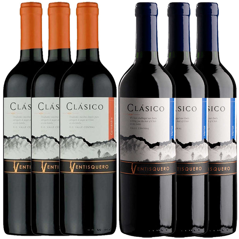 Kit 6x Vinhos Tintos Chileno Ventisquero Classico Carmenere/Merlot 2019