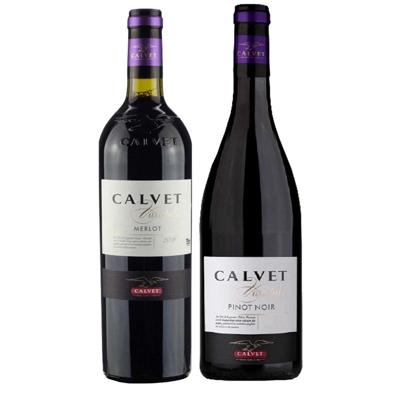 Kit 2x Vinhos Franceses Calvet Varietals Pinot Noir/Merlot