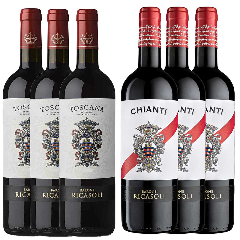 Kit 6x Vinhos Toscana IGT Toscana + Chianti Ricasoli Itália