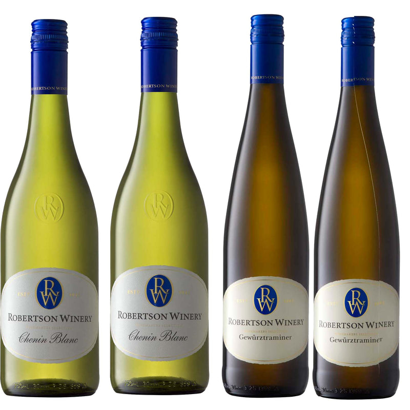 Kit 4 Vinhos Brancos Sul-Africanos Robertson Chenin/Gewürztraminer