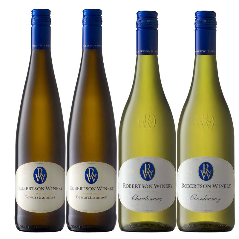 Kit 4 Vinhos Brancos Sul-Africanos Robertson Chardonnay/Gewürztraminer