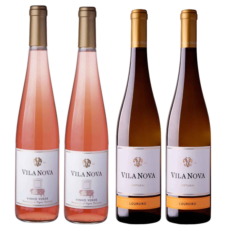 Kit 4x Vinho Verde Português Vila Nova Rosé + Loureiro 2019