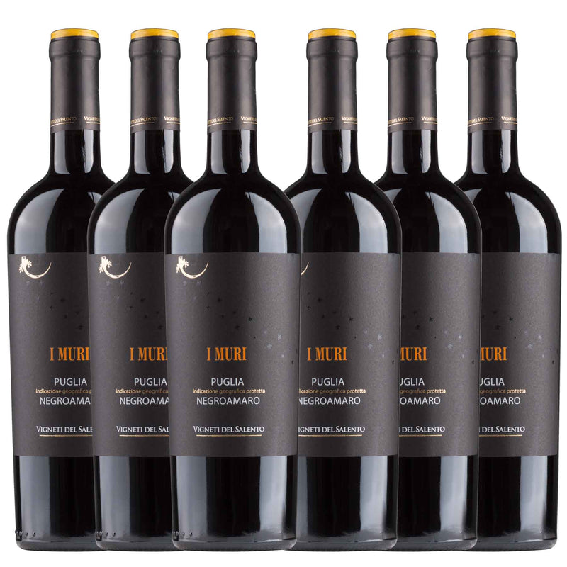 Kit 6x Vinhos Tintos Italiano I Muri Negroamaro Puglia 750ml 2018