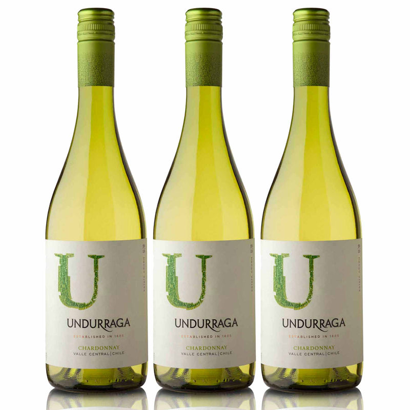 Kit 3x Vinhos Brancos Chileno Undurraga U Chardonnay 2019