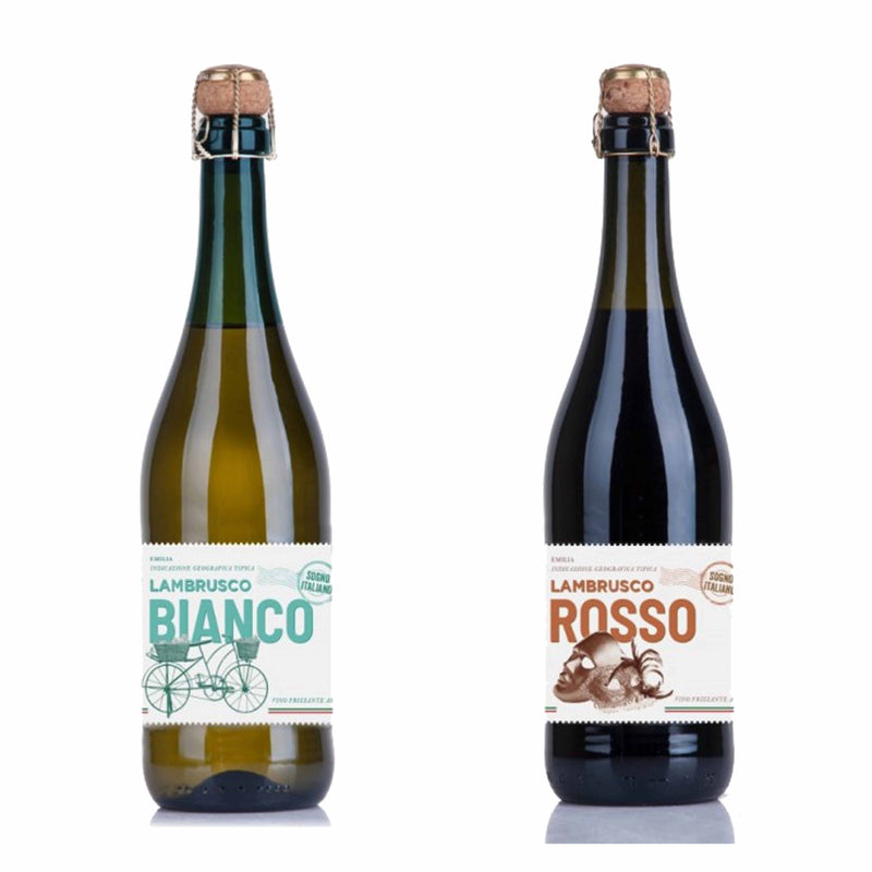 Kit 2x Vinhos Brancos e Tintos Italiano Frisante Bianco e Rosso Sogno Lambrusco 750ml