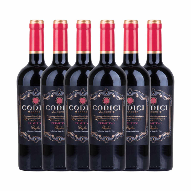 Kit 6x Vinhos Italiano Tintos Primitivo Puglia Codici IGT 2019