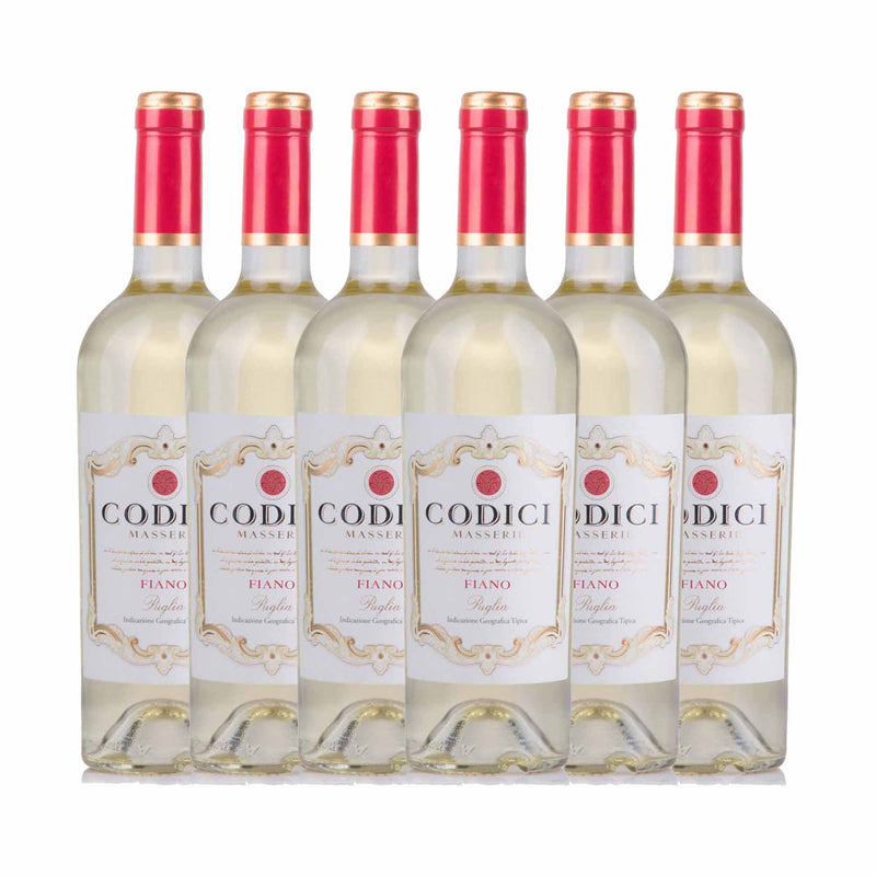 Kit 6x Vinhos Italiano Brancos Codici Fiano Puglia 2019