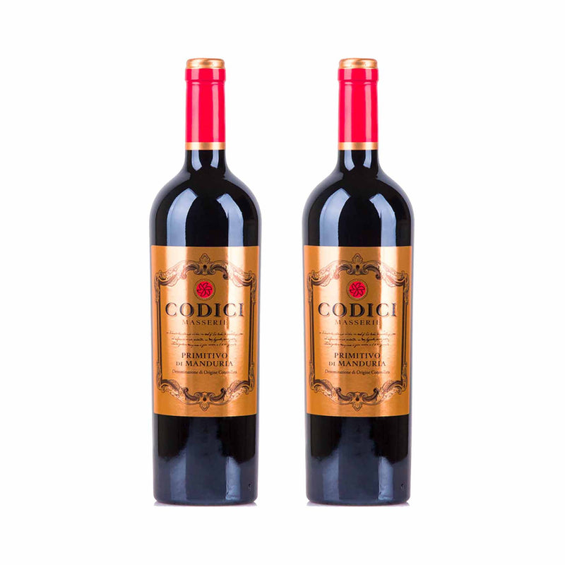 Kit 2x Vinhos Italiano Tintos Primitivo di Manduria Codici 2018