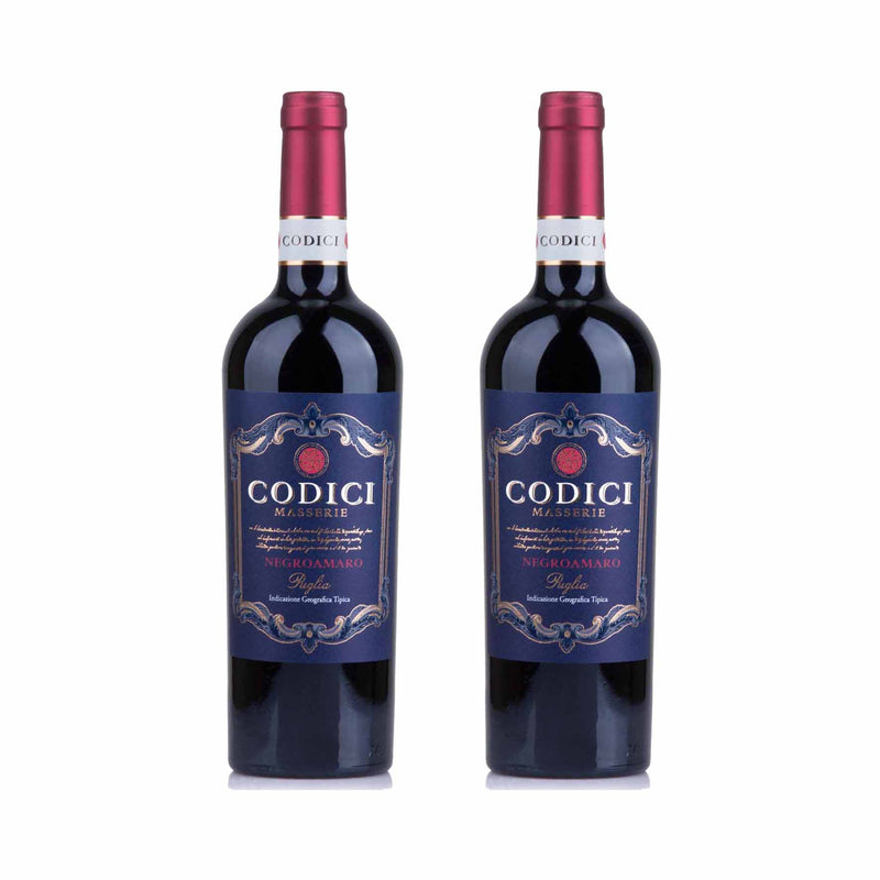 Kit 2x Vinhos Italiano Tintos Codici Negroamaro Puglia