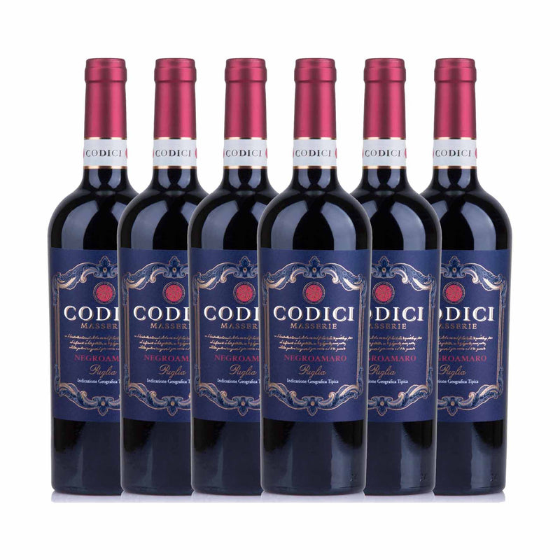 Kit 6x Vinhos Italiano Tintos Codici Negroamaro Puglia