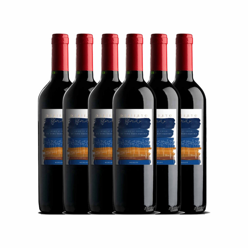 Kit 6x Vinhos Tintos Chileno Desierto Florido Merlot 2019