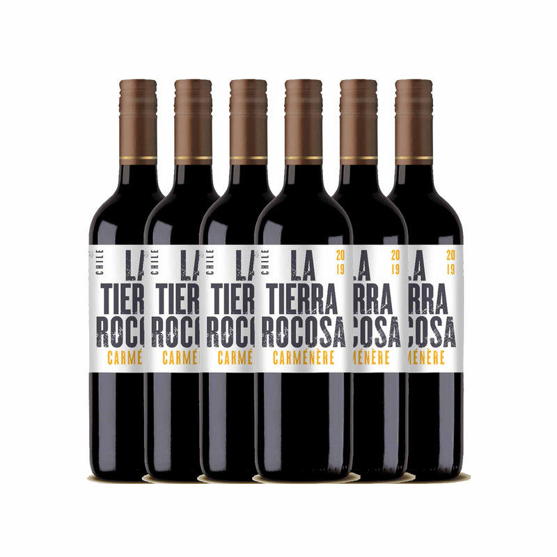 Kit 6x Vinhos Tintos Chileno La Tierra Rocosa Camenere 2020