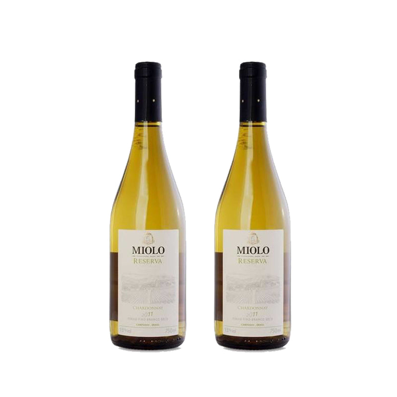 Kit 2x Vinhos Brancos Brasileiro Miolo Reserva Chardonnay 2017 750ml