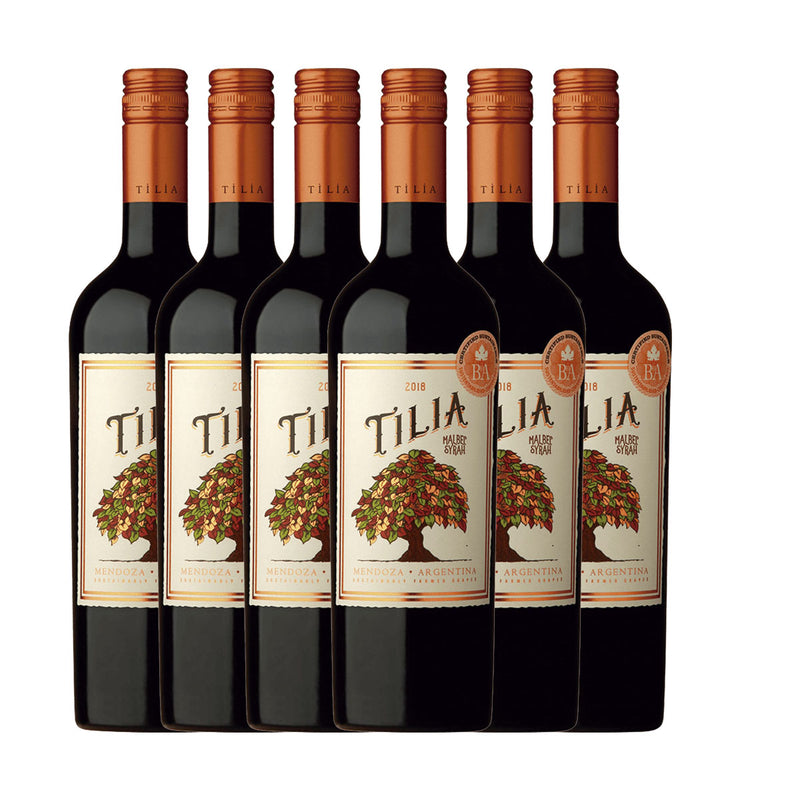 Kit 6x Vinhos Tintos Argentino Tilia Malbec/Syrah 2018