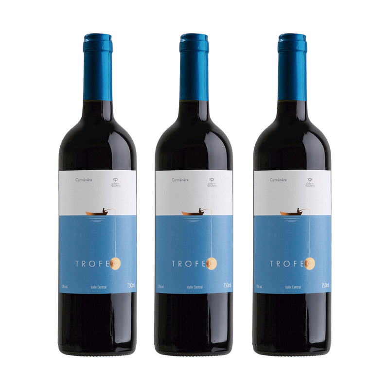 Kit 3x Vinhos Tintos Chileno Trofeo Carmenere 2019