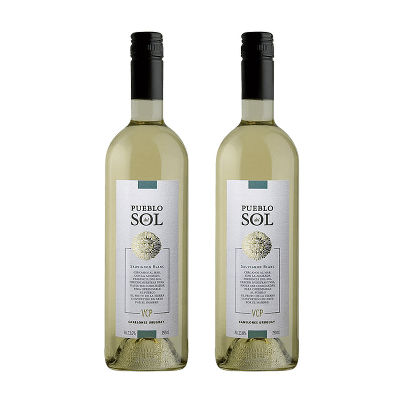 Kit 2x Vinhos Brancos Uruguaio Pueblo del Sol Sauvignon Blanc 2020