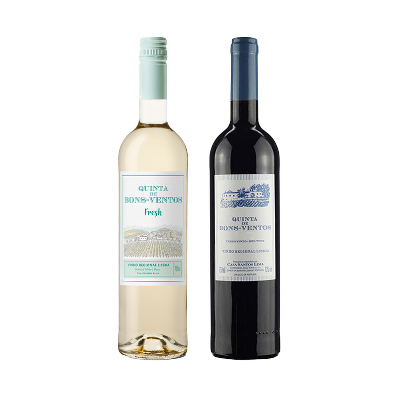 Kit 2x Vinhos Branco/Tinto Português Quinta dos Bons Ventos