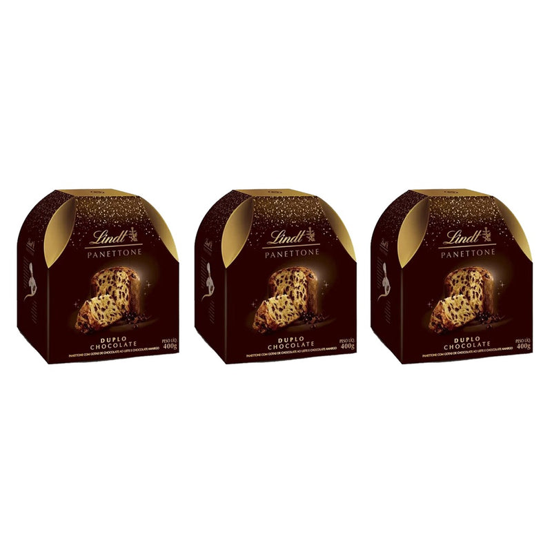 Kit 3x Panettone Duplo Chocolate 400g Lindt