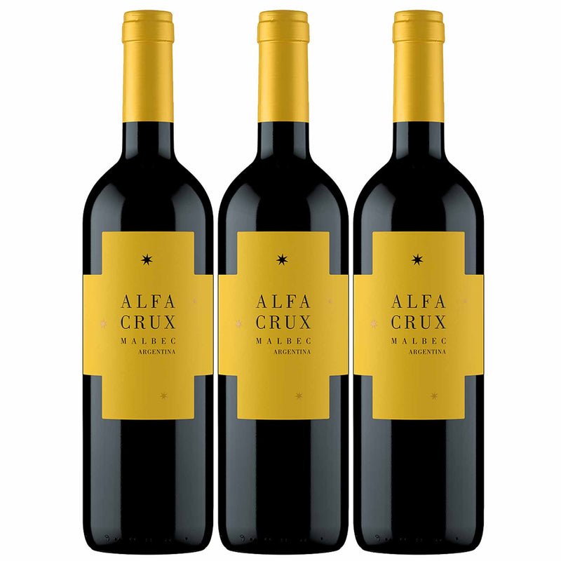 Kit 3x Vinhos Tintos Argentino Alfa Crux Malbec Mendoza