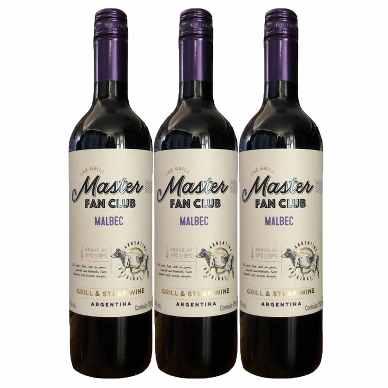 Kit 3x Vinhos Tintos Argentino The Grill Master Malbec 2020