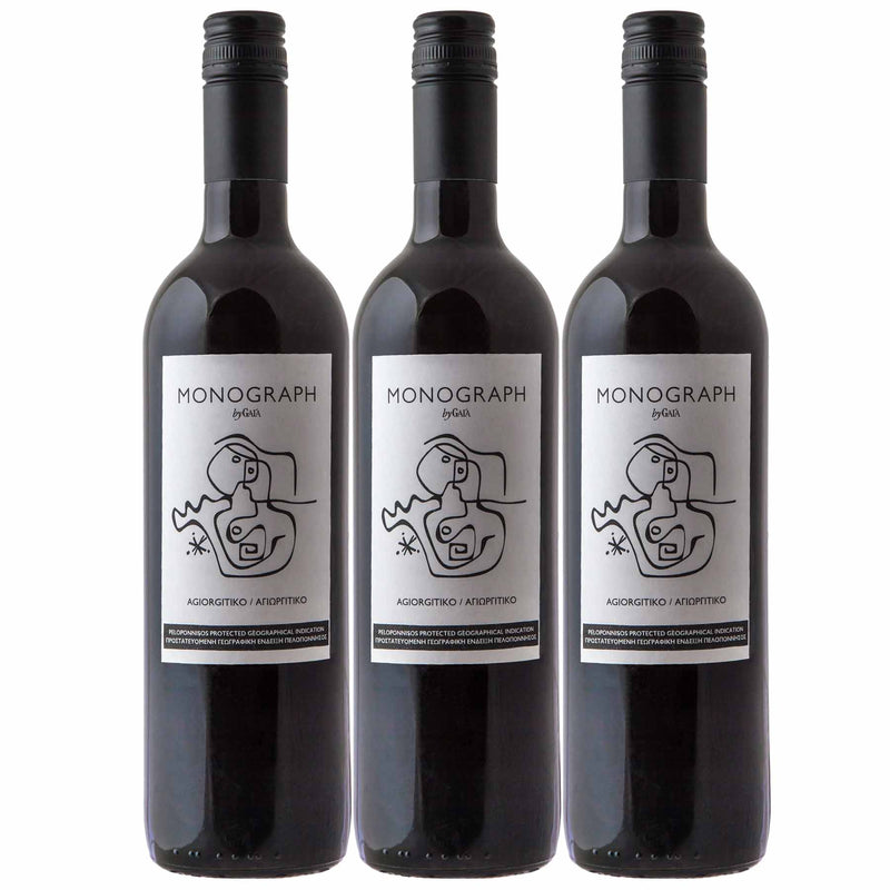 Kit 3x Vinhos Tintos Grego Monograph Agiorgitiko 2018 Gaia