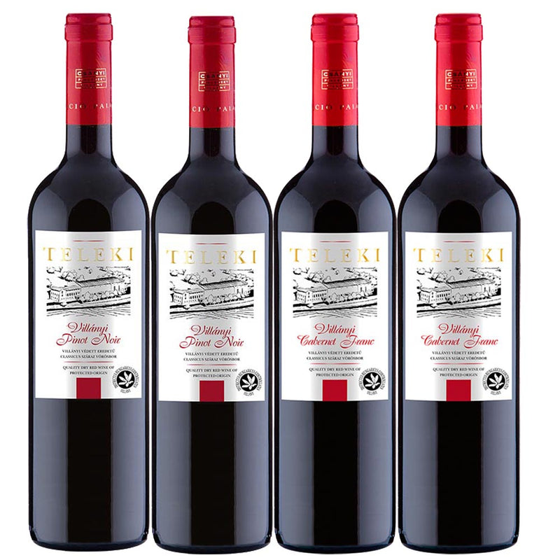 Kit 4x Vinhos Tintos Húngaro Villany Csanyi Pinot Noir/Cabernet Franc