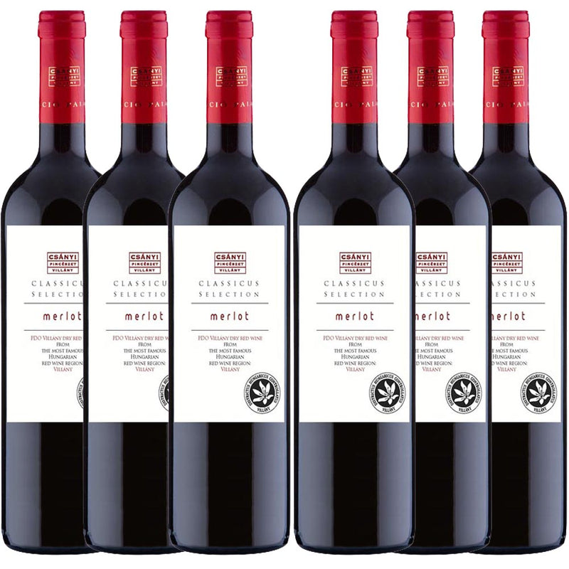 Kit 6x Vinhos Tintos Húngaro Classicus Vilanyi Merlot 2017