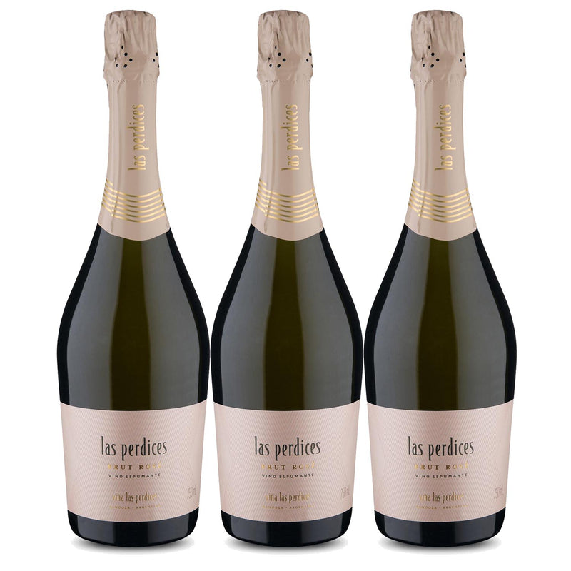 Kit 3x Vinhos Argentino Espumante Las Perdices Rose Brut