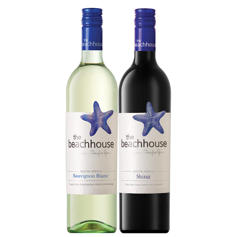 Kit 2x Vinhos Branco/Tinto Sul Africano The Beach House Sauvignon Blanc/Syrah 2020